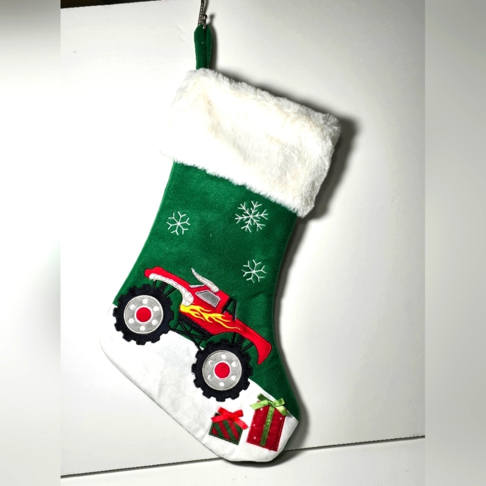 Monster truck lifted truck Christmas stocking nwt